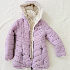 Steve Madden Girls Jacket Winter Warm Faux Fur Lined Reversible Used Small 7-8